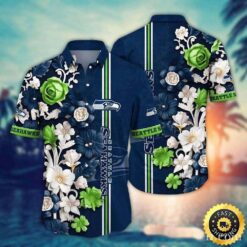 Seattle Seahawks Dynamic Floral Stripes Custom Fan Hawaiian Shirt