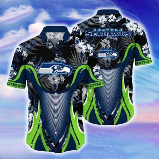 Seattle Seahawks Electric Wave Hawaiian Shirt – Dynamic Swirl Design