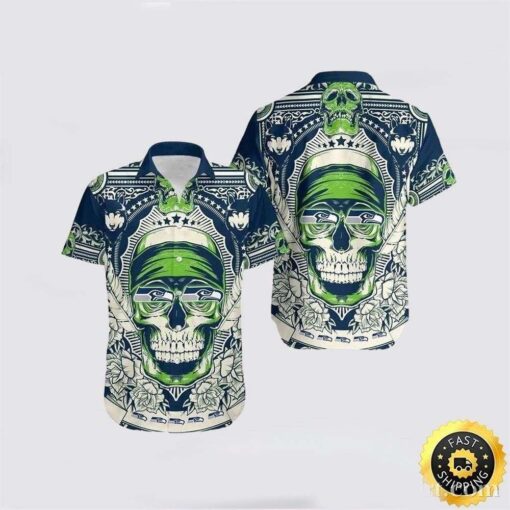 Seattle Seahawks Enchanted Tiki Skulls Custom Hawaiian Shirt