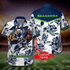 Seattle Seahawks Gridiron Glory Floral Personalized Hawaiian Shirt