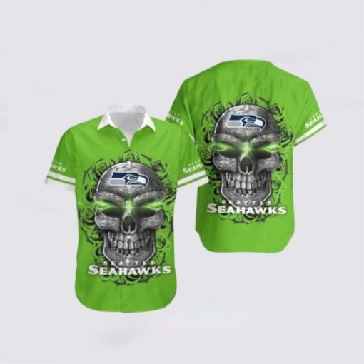 Seattle Seahawks Neon Skull Rush Green Fan Hawaiian Shirt