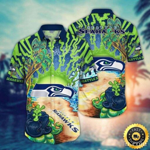 Seattle Seahawks Tropical Paradise Vibrance Hawaiian Shirt