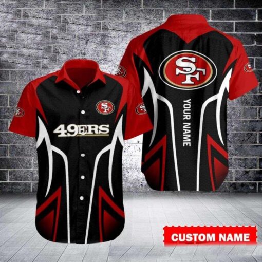 Sleek 49ers Speed Rush Customizable Name And Number Hawaiian Shirt