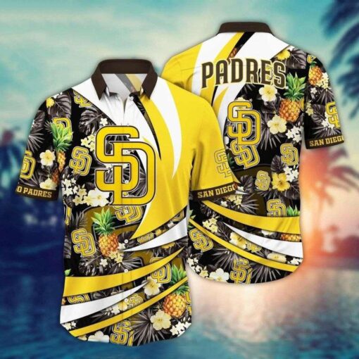 Summer Citrus Swirl – San Diego Padres Vibrant MLB Hawaiian Shirt