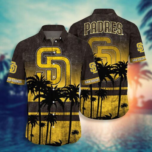 Tropical Monstera And Logo Print MLB San Diego Padres Hawaiian Shirt