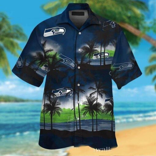 Twilight Tackle – Seahawks Ocean Horizon Hawaiian Shirt