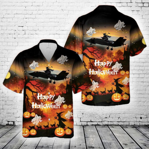 US Air Force F-35 Happy Halloween Hawaiian Shirt