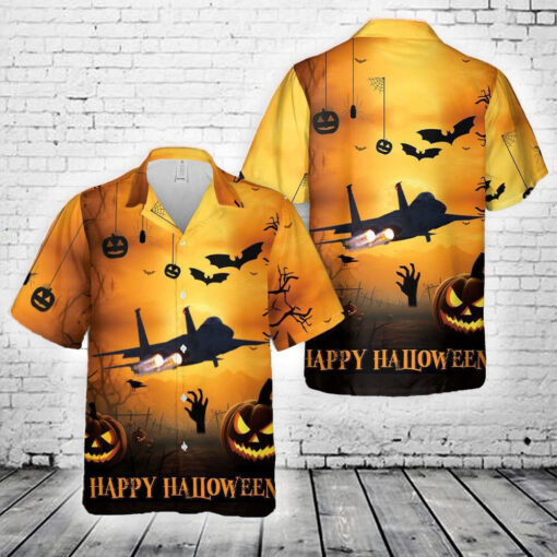 US Air Force Massachusetts Air National Guard 104th Fighter Wing F-15 Halloween Hawaiian Shirt